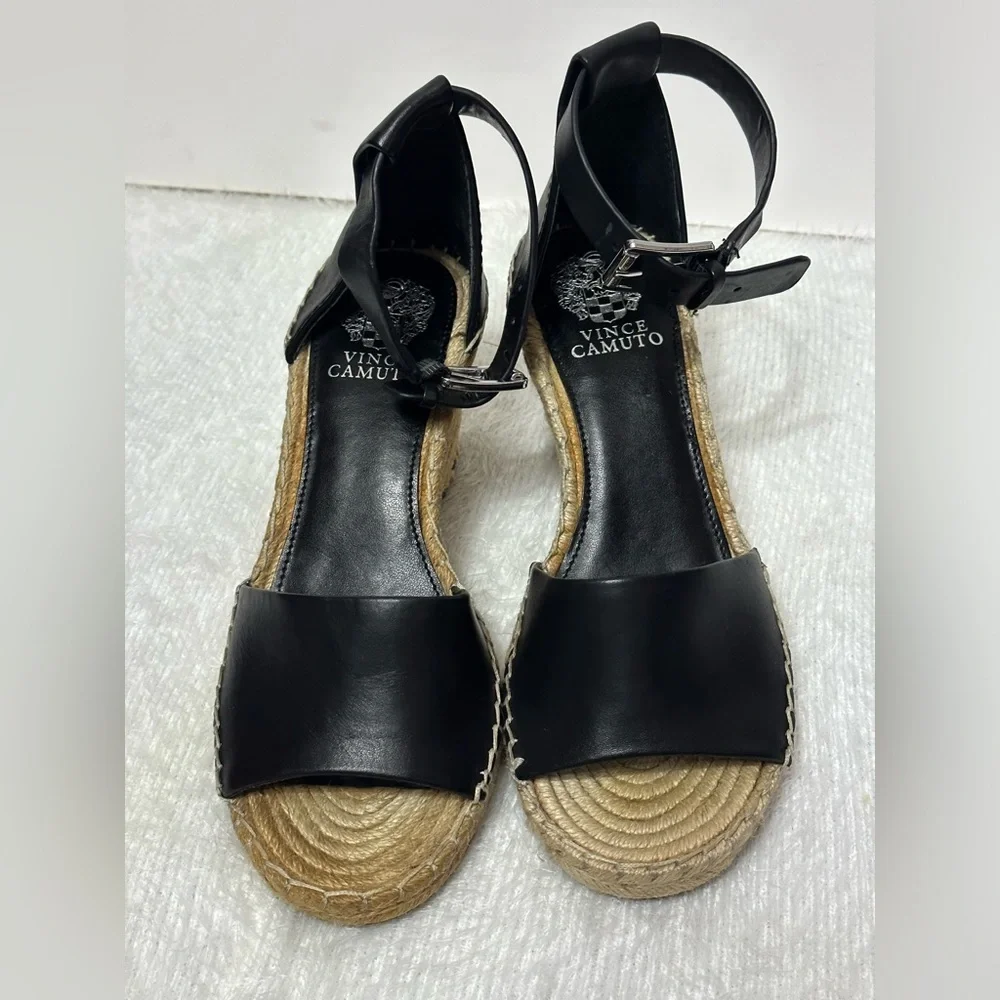 Vince Camuto Black Espadrille Sandals with Ankle Strap 💛🖤